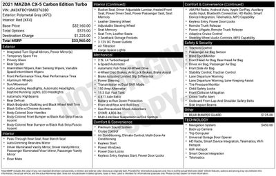 2021 Mazda Mazda CX-5 Carbon Edition Turbo