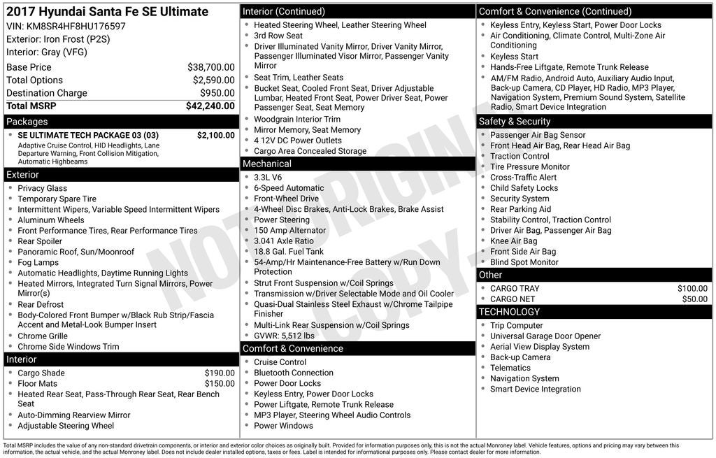 2017 Hyundai Santa Fe SE Ultimate