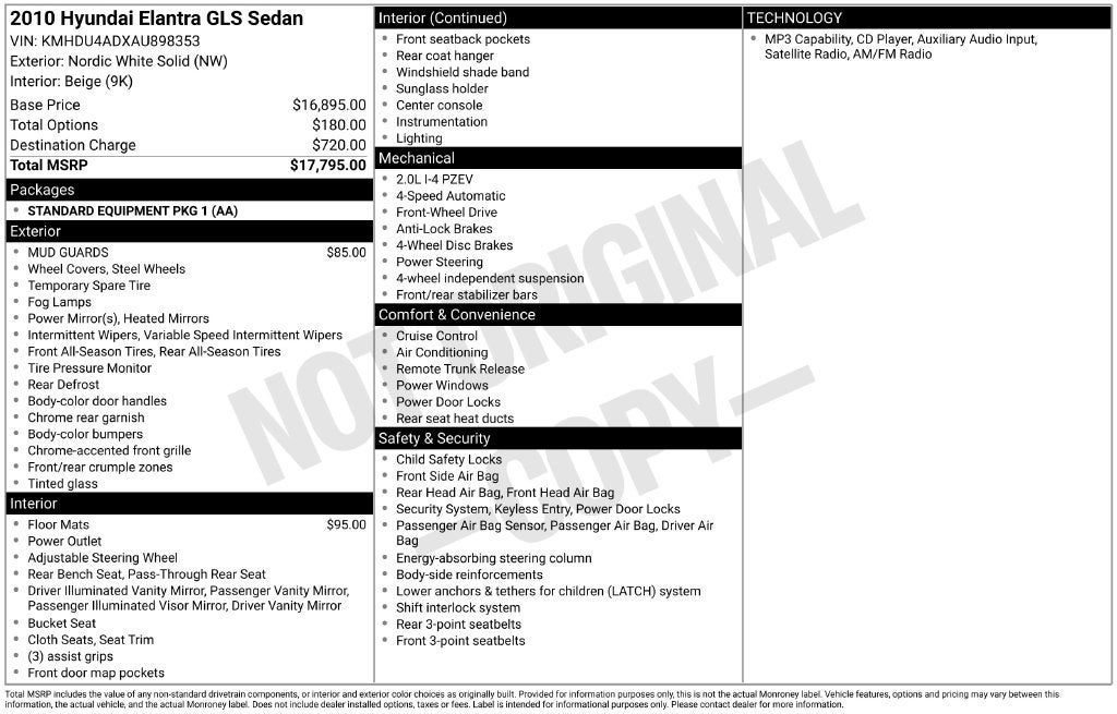 2010 Hyundai Elantra GLS