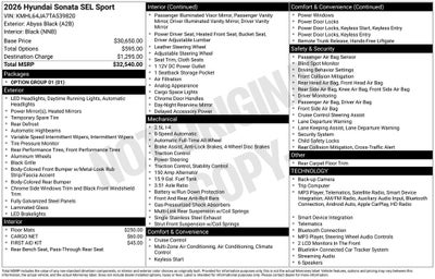 2026 Hyundai Sonata SEL Sport