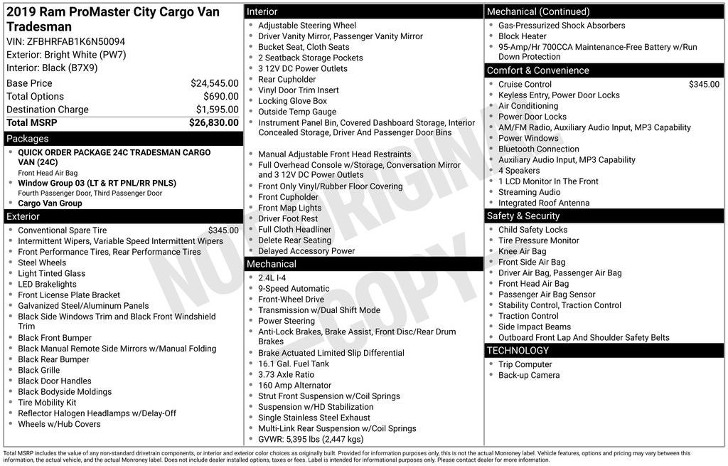 2019 RAM ProMaster City Tradesman